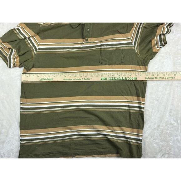 Kirra Shirt Mens Size XL Green White Striped Short Sleeve Polo Rugby Preppy Surf - Picture 4 of 8